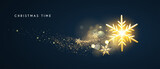 Gold Christmas snowflakes with bokeh effect.