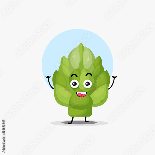 cute artichoke vegetable character laughing happily