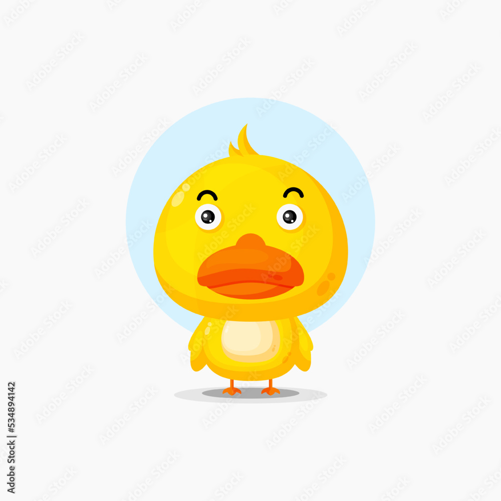 Cute duck character illustration icon