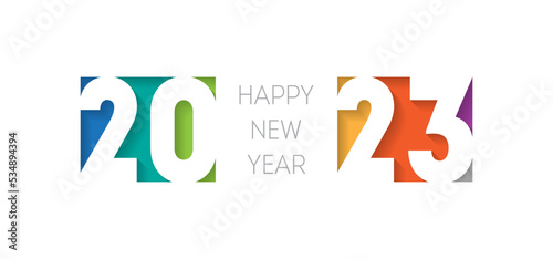 Happy new year 2023, horizontal banner. Brochure or calendar cover vector design template. Cover of business diary for 20 23 with wishes. The art of cutting paper.