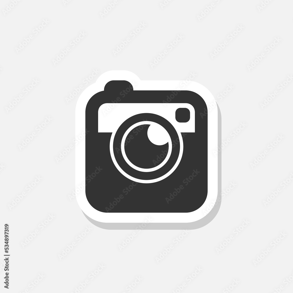 Photo Camera Sticker Icon isolated on white Background Photo Camera Sticker Icon isolated on white Background