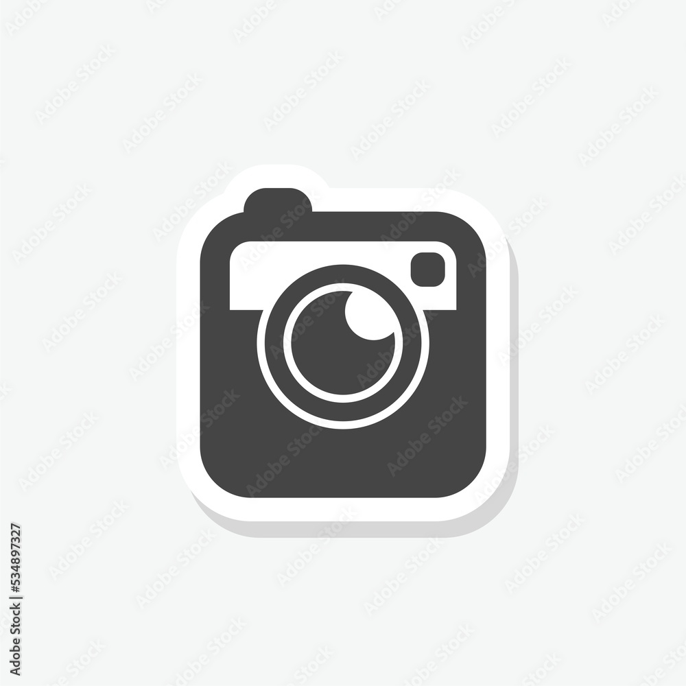 Photo Camera Sticker Icon isolated on white Background Photo Camera Sticker Icon isolated on white Background