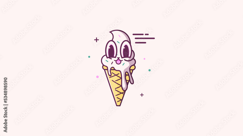 cute moving ice cream mascot vector image