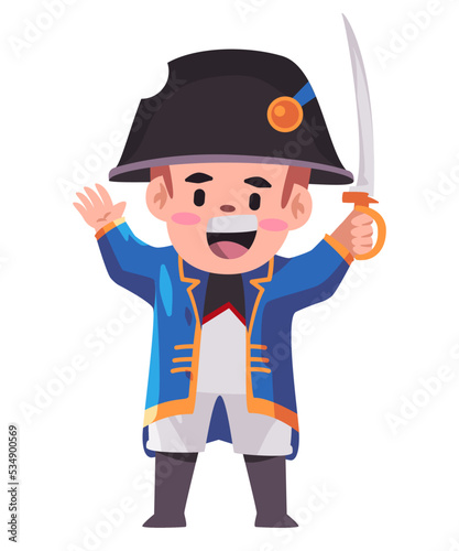 France general uniform costume kids pose standing smile lik napoleon
