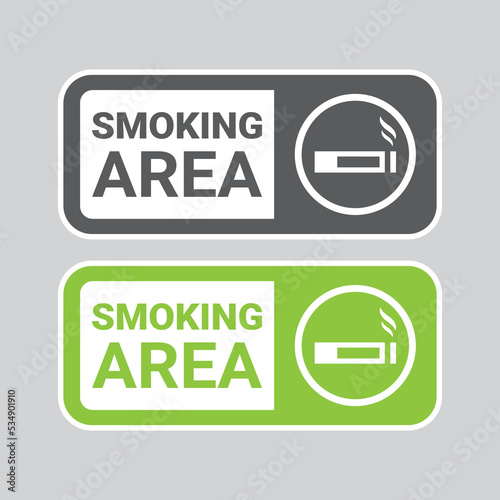 Smoking area or zone vector label. Simple colorful sticker.
