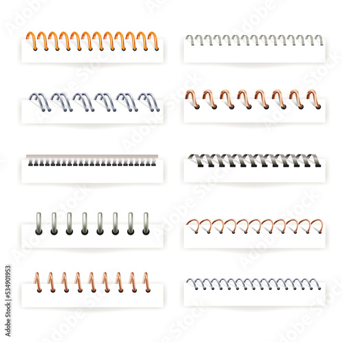 Binding spiral of notebook paper, binders set