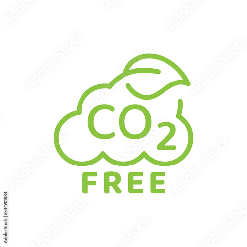 CO2 neutral and zero emissions cloud vector icon. Carbon dioxide free outline symbol.