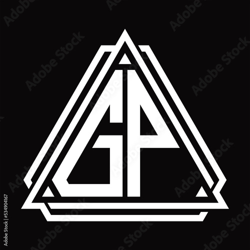 GP Logo letter monogram with triangle shape design template