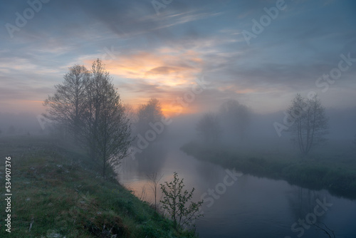 morning mist over the river © rusl888