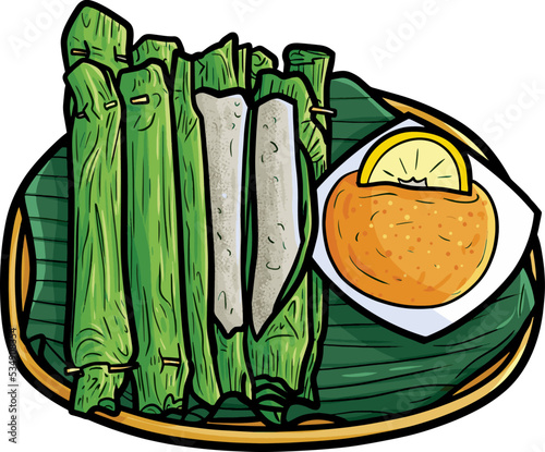Otak-otak udang a traditional snack from indonesia in cartoon style
 photo