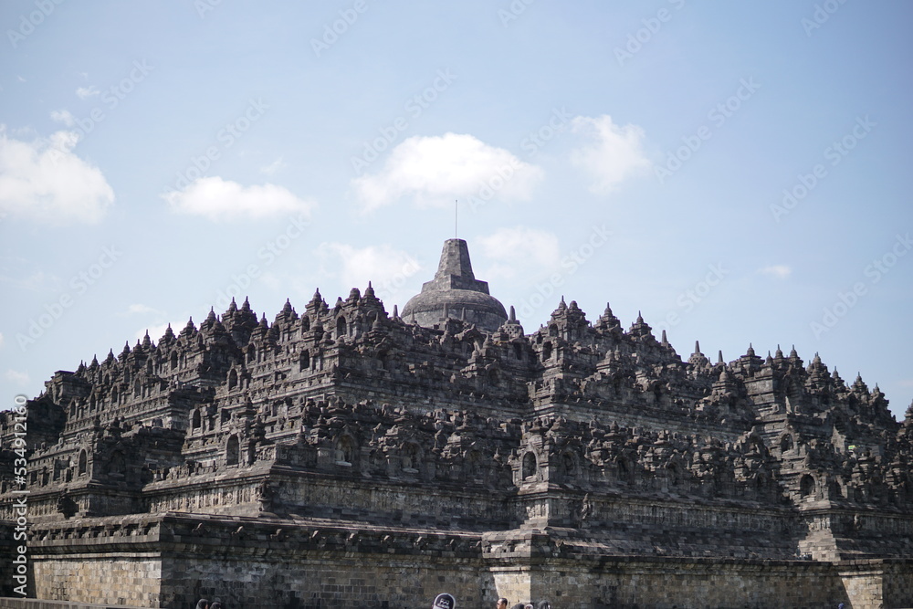 The great architecture and art at Borobudur Temple, Indonesia. This temple is the largest Buddhist temple in the world and has been inaugurated by UNESCO
