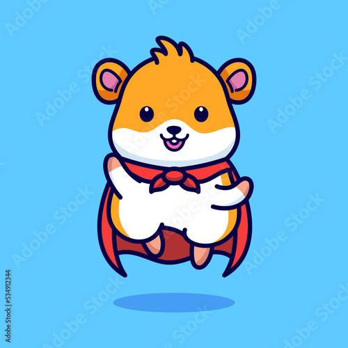 Cute hamster superhero illustration