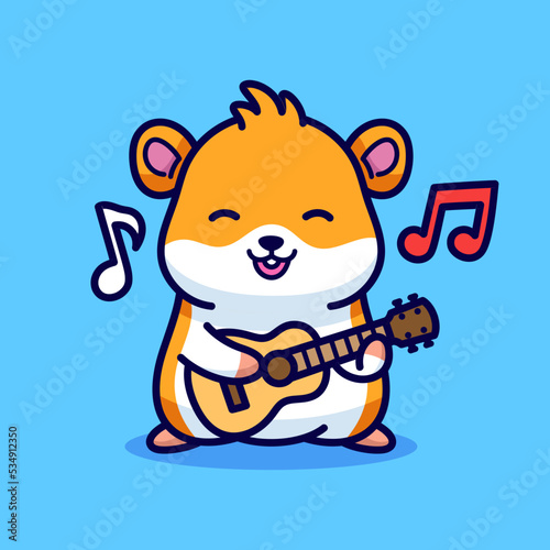 Cute hamster playing ukulele illustration