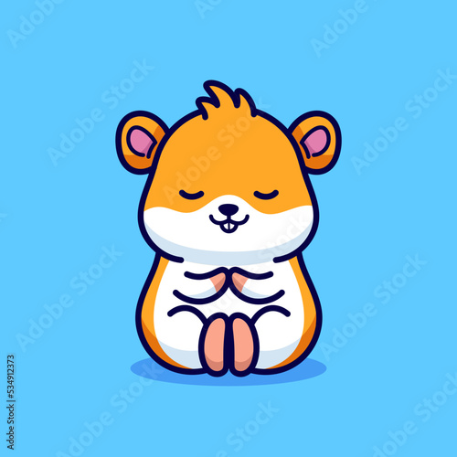 Cute hamster meditating illustration