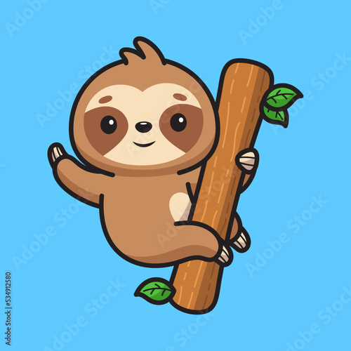 Cute sloth waving hand illustration