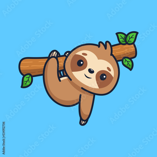Cute sloth hanging illustration