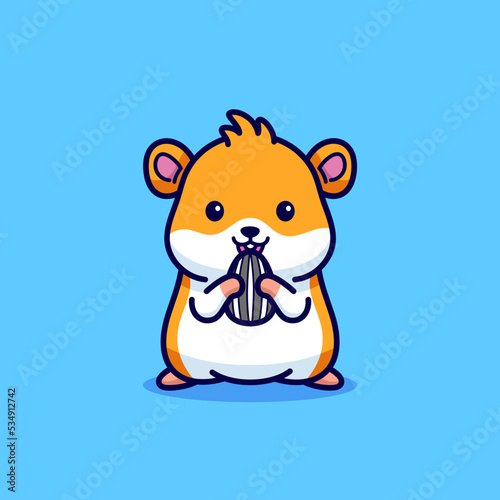 Cute hamster eating sunflower seed