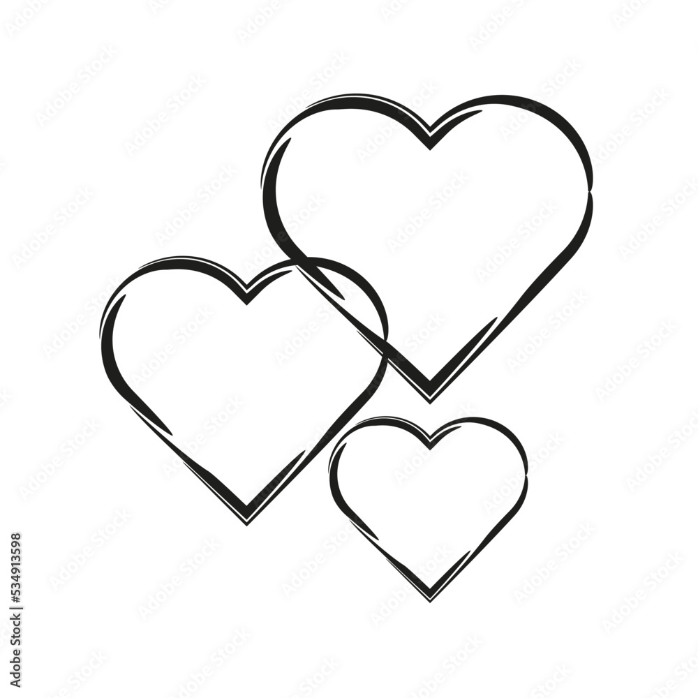 3 Herzen gezeichnet, Vektor Illustration 3 Herzen gezeichnet, Vektor Illustration