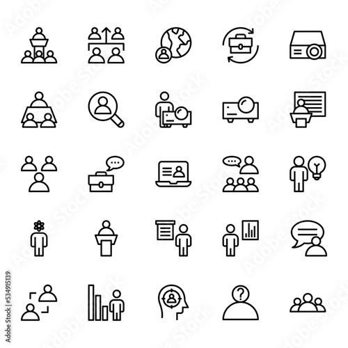 Outline icons for Business Management