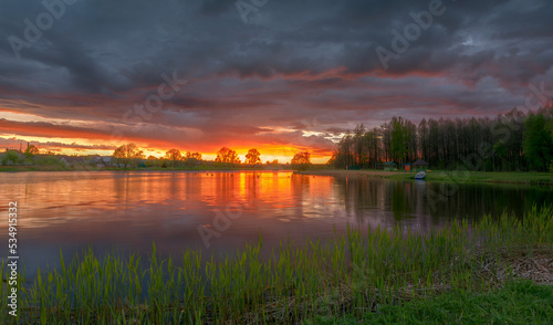 sunset over the river