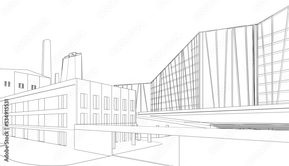 sketch of building