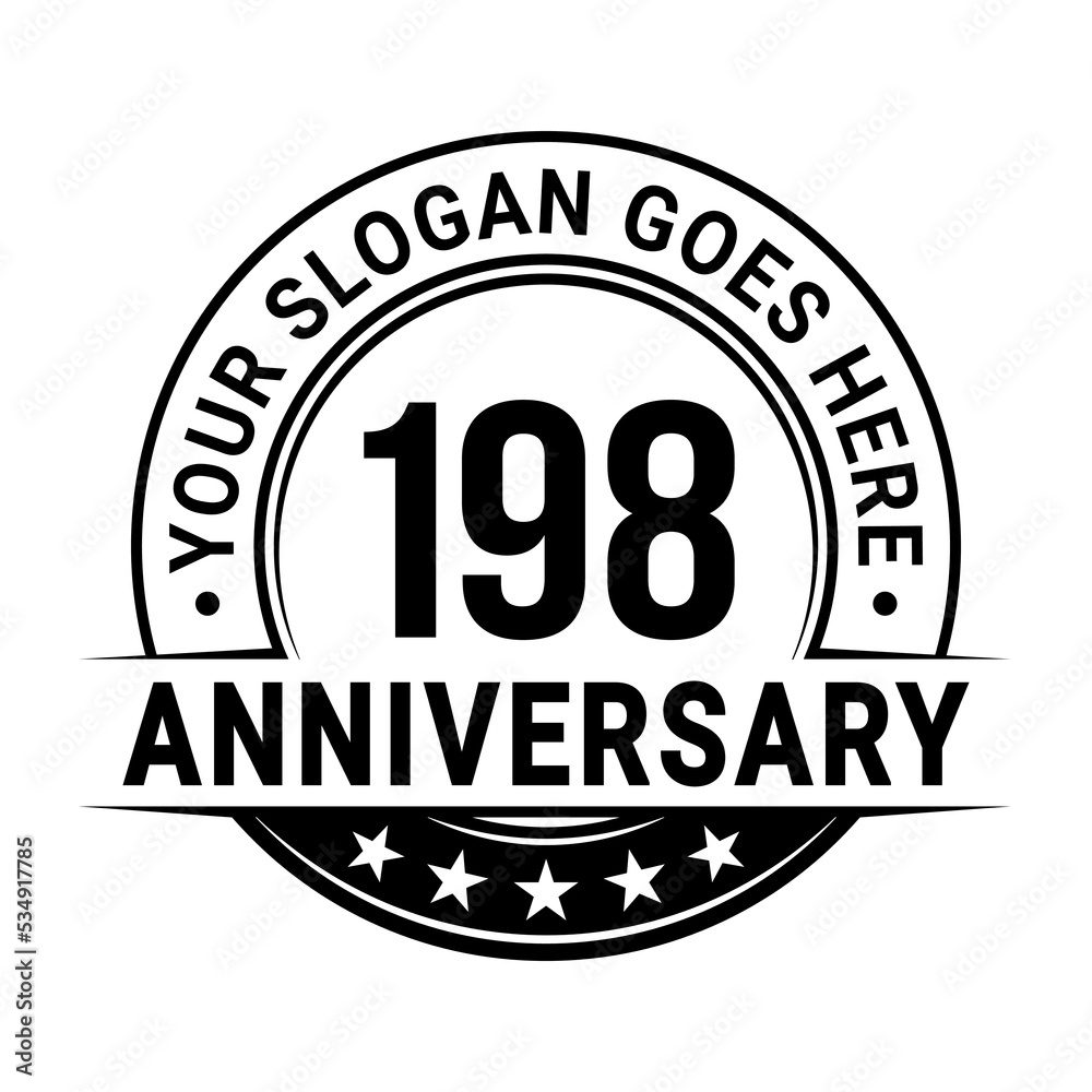 198 years anniversary logo design template. Vector illustration