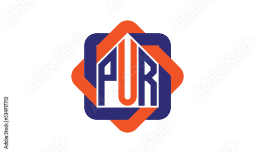PUR three letter real estate logo with home icon logo design vector template | construction logo | housing logo | engineering logo | initial letter logo | minimalist logo | property logo |