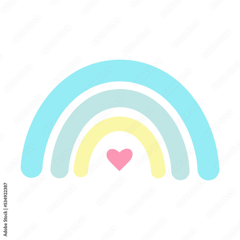 Fototapeta premium Pastel boho rainbow transparent PNG clipart. Scandinavian print for baby shower, nursery, playroom, birthday, children's party and other.