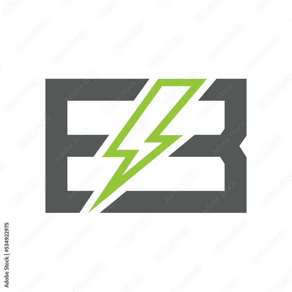 Fototapeta premium Logo design latter E and B with electricity concept
