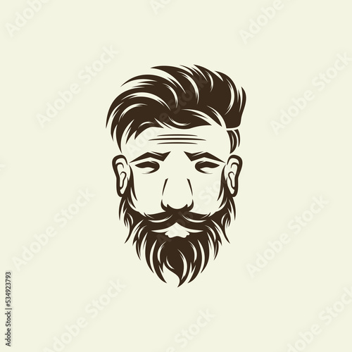 Beard barber vector logo illustration