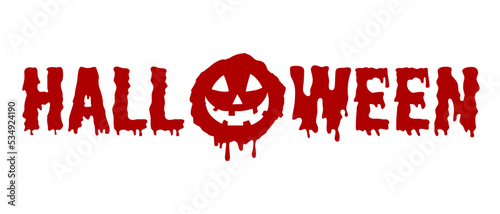 Bloody Halloween lettering with pumpkin. Vector illustration