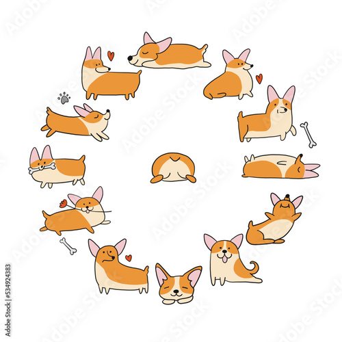 Funny clock, made from corgi dogs. Funny Puppies collection for your design. ...