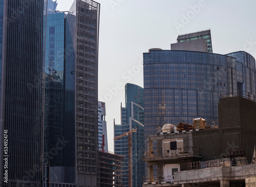 Dubai  UAE - 09.29.2022 - Modern buildings in Business Bay district. City