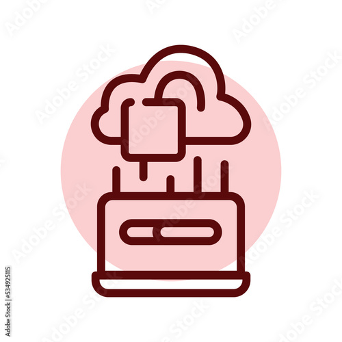 Cloud hacking olor line icon. Pictogram for web page