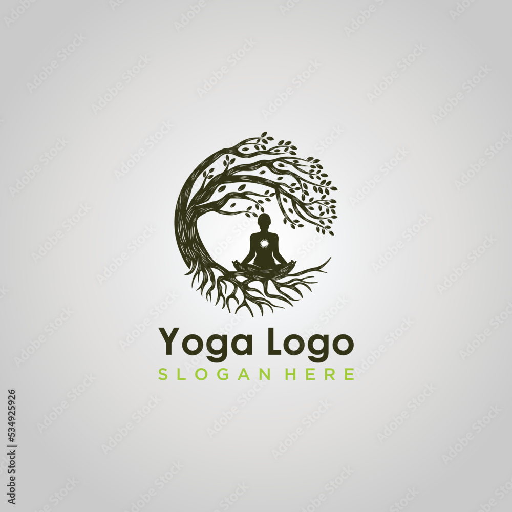 Yoga logo vector, a man meditation in Natural place. Yoga logo vector, a man meditation in Natural place.