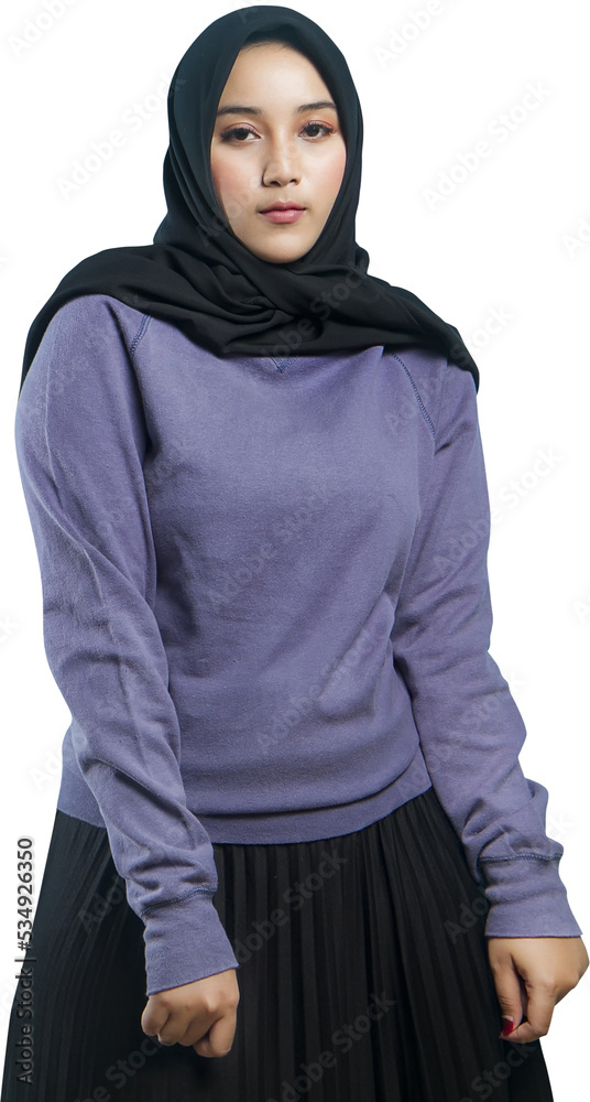 beautiful asian moslem girl wearing hijab and casual outfit isolated beautiful asian moslem girl wearing hijab and casual outfit isolated