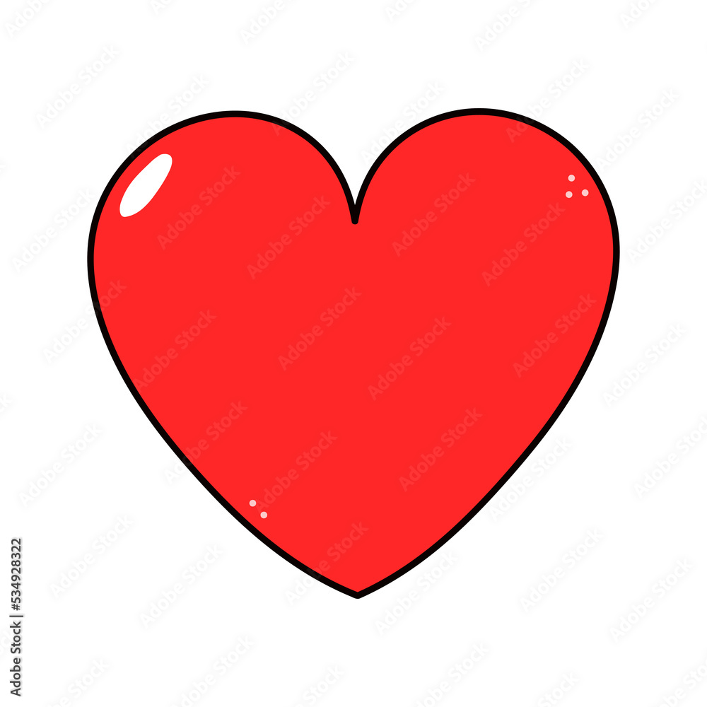 Cute funny heart character. Vector hand drawn traditional cartoon vintage, retro, kawaii character illustration icon. Isolated on white background. Heart character concept