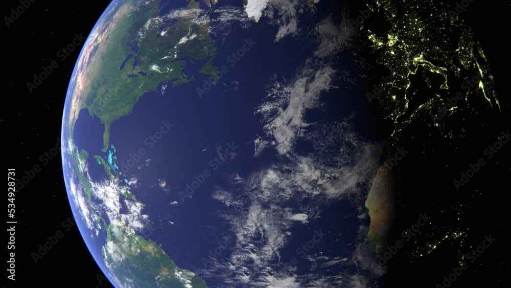 Zoom Out of Earth, from Europe to USA. Duration 10s, 4k, 60 FPS