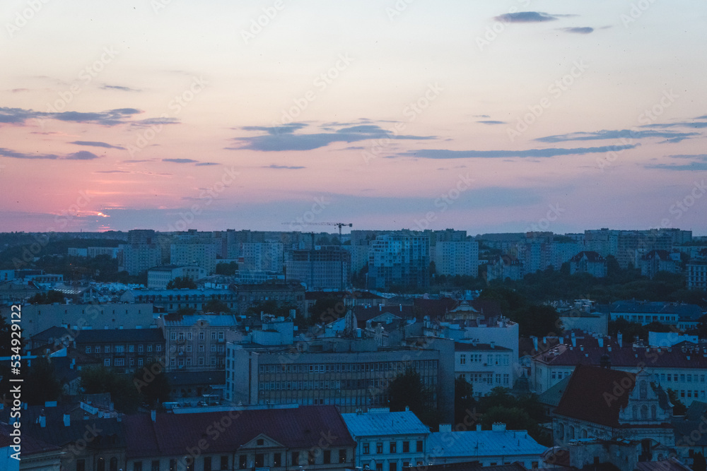 Sunset over Lublin, Poland
