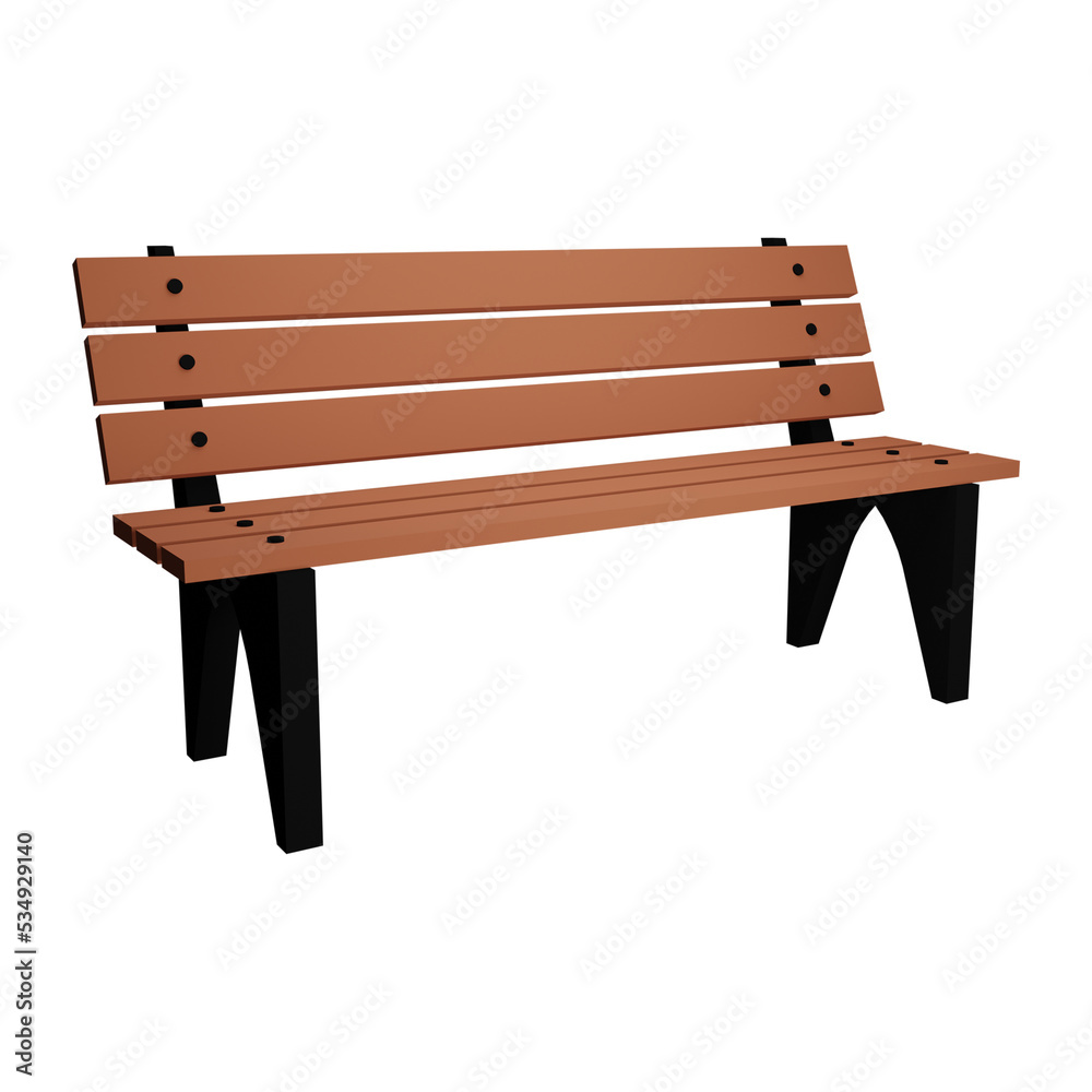 park bench 3d rendering transparent background Stock Illustration