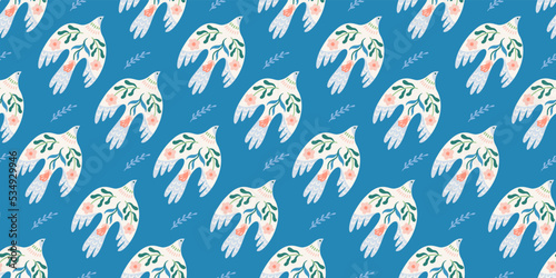 Doves of peace. Vector seamless pattern. Background for paper  packaging  wallpaper  fabric and other