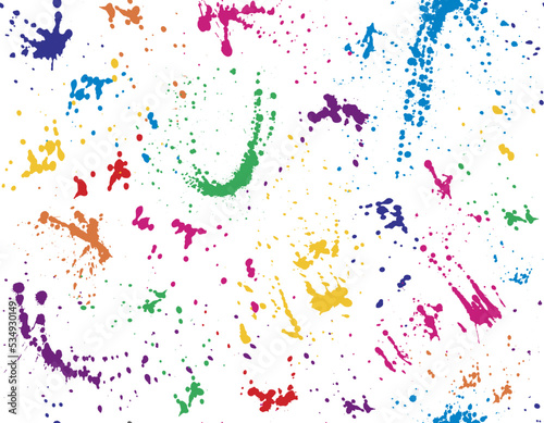 Beautiful seamless pattern of colorful ink blots and splashes. Isolated. Vector illustration