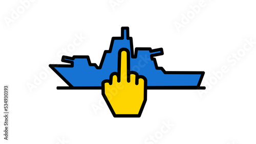 Russian warship go away symbol