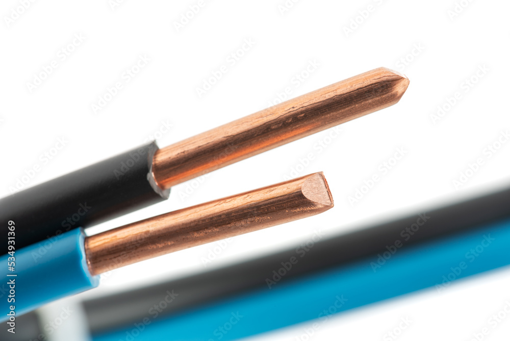 Obraz premium Copper electrical wire isolated on white background