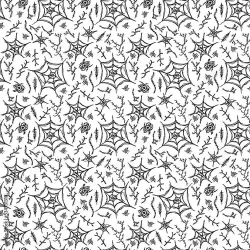 Seamless halloween pattern. Doodle vector halloween background