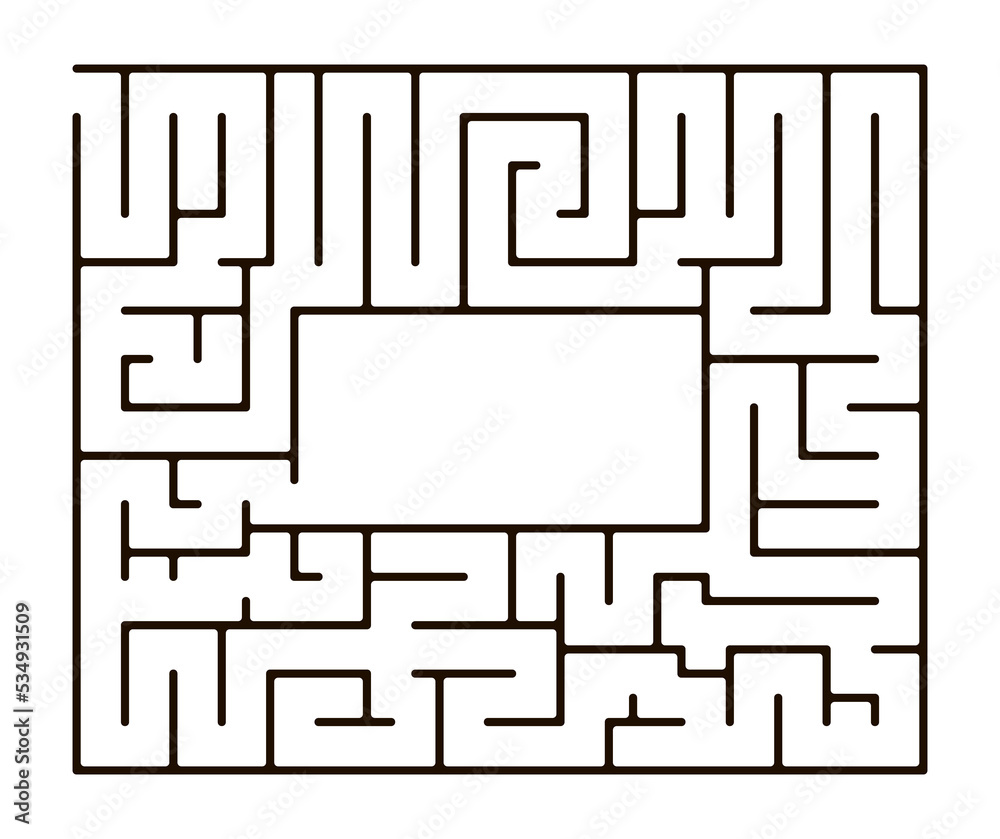 Simple line maze or labyrinth on white background. Vector illustration. Education logic game for kids. Brain trainer. Find the way and right solution for exit. Simple line maze or labyrinth on white background. Vector illustration. Education logic game for kids. Brain trainer. Find the way and right solution for exit.