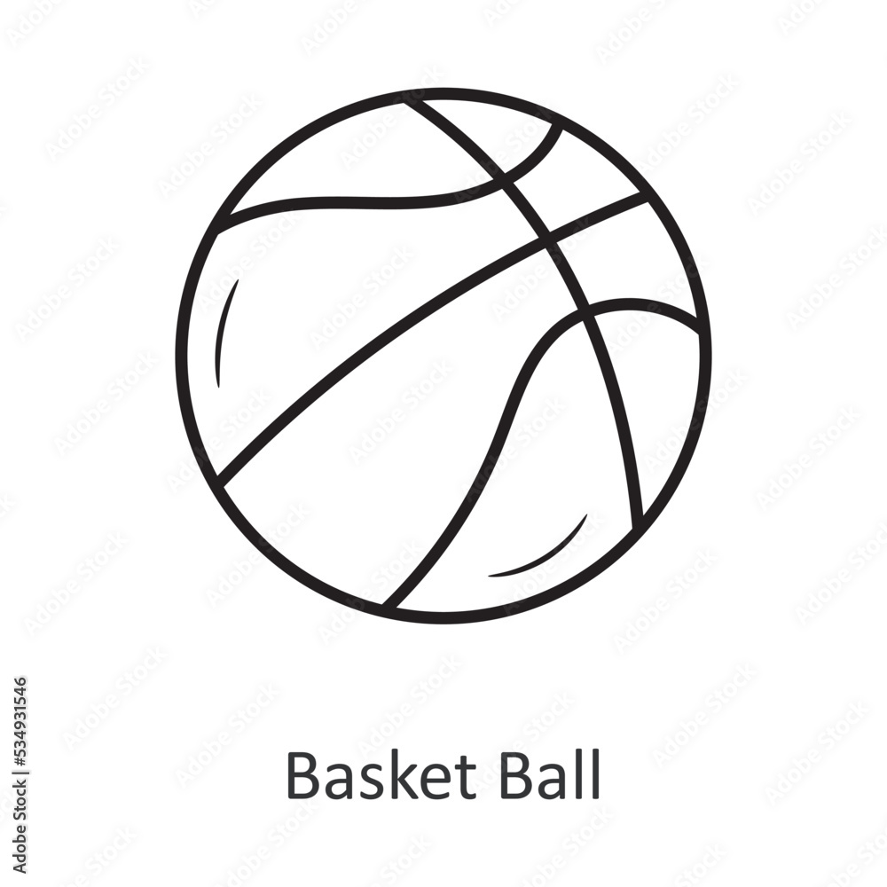 Fototapeta premium Basket Ball Vector outline Icon Design illustration. Travel Symbol on White background EPS 10 File