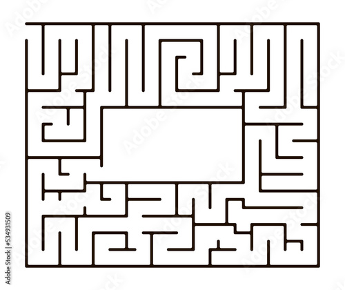 Simple line maze or labyrinth on white background. Vector illustration. Education logic game for kids. Brain trainer. Find the way and right solution for exit.