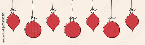 Hanging Christmas balls. Vector