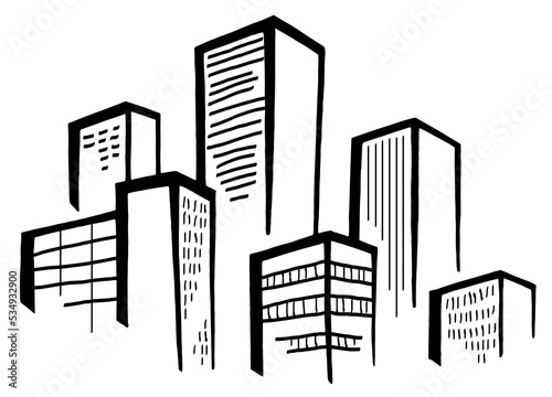 City graphic black white cityscape skyline sketch illustration vector 